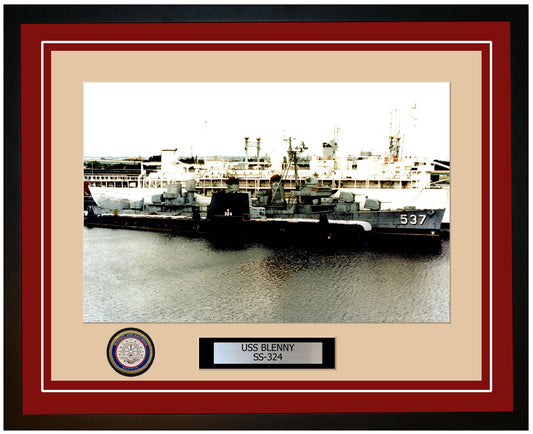 USS Blenny SS-324 Framed Navy Ship Photo Burgundy