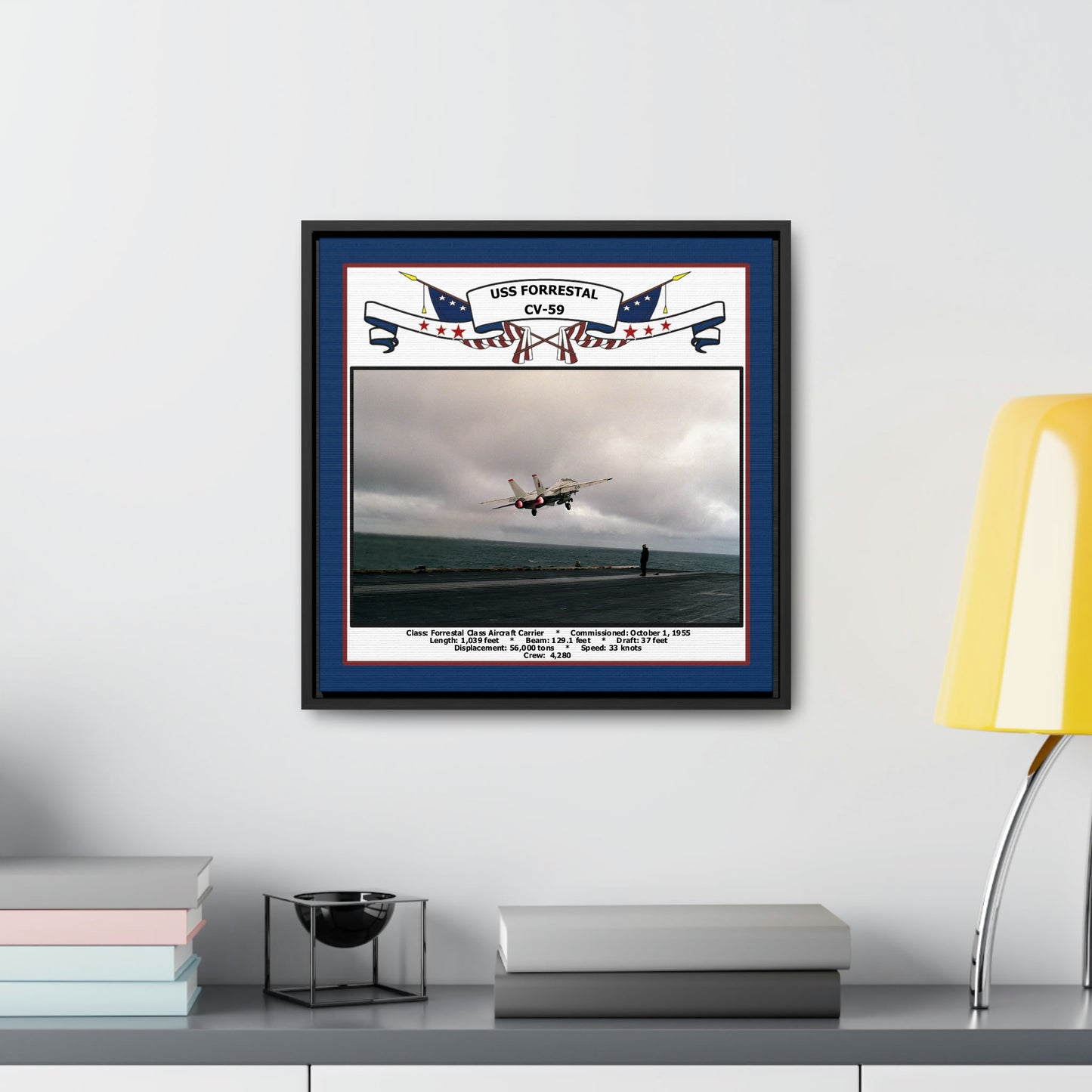 USS Forrestal CV-59 Navy Floating Frame Photo Desk View