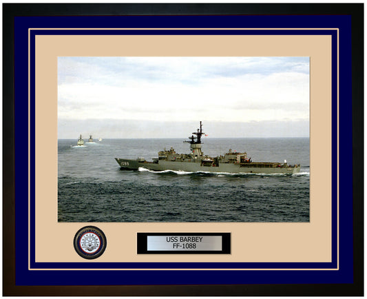 USS BARBEY FF-1088 Framed Navy Ship Photo Blue