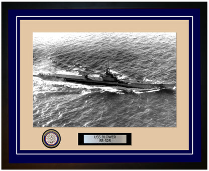 USS Blower SS-325 Framed Navy Ship Photo Blue