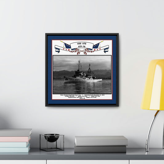 USS Ute ATF-76 Navy Floating Frame Photo Desk View