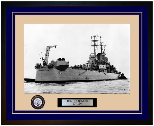 USS ROCHESTER CA-124 Framed Navy Ship Photo Blue