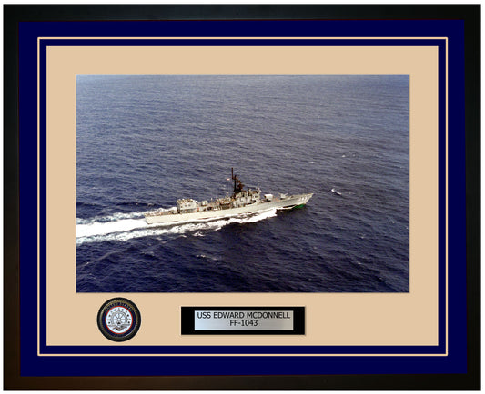 USS EDWARD MCDONNELL FF-1043 Framed Navy Ship Photo Blue
