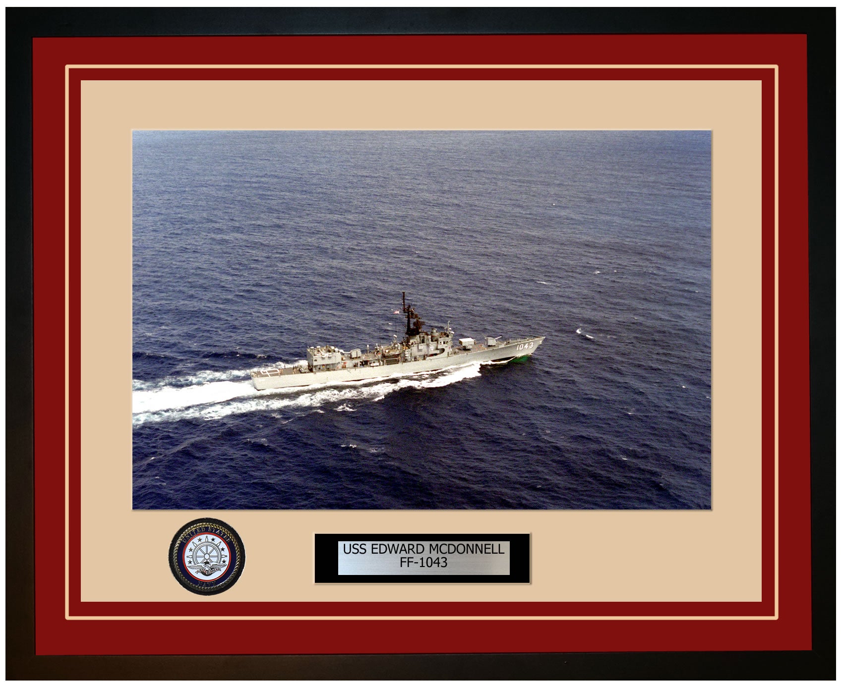 USS EDWARD MCDONNELL FF-1043 Framed Navy Ship Photo Burgundy
