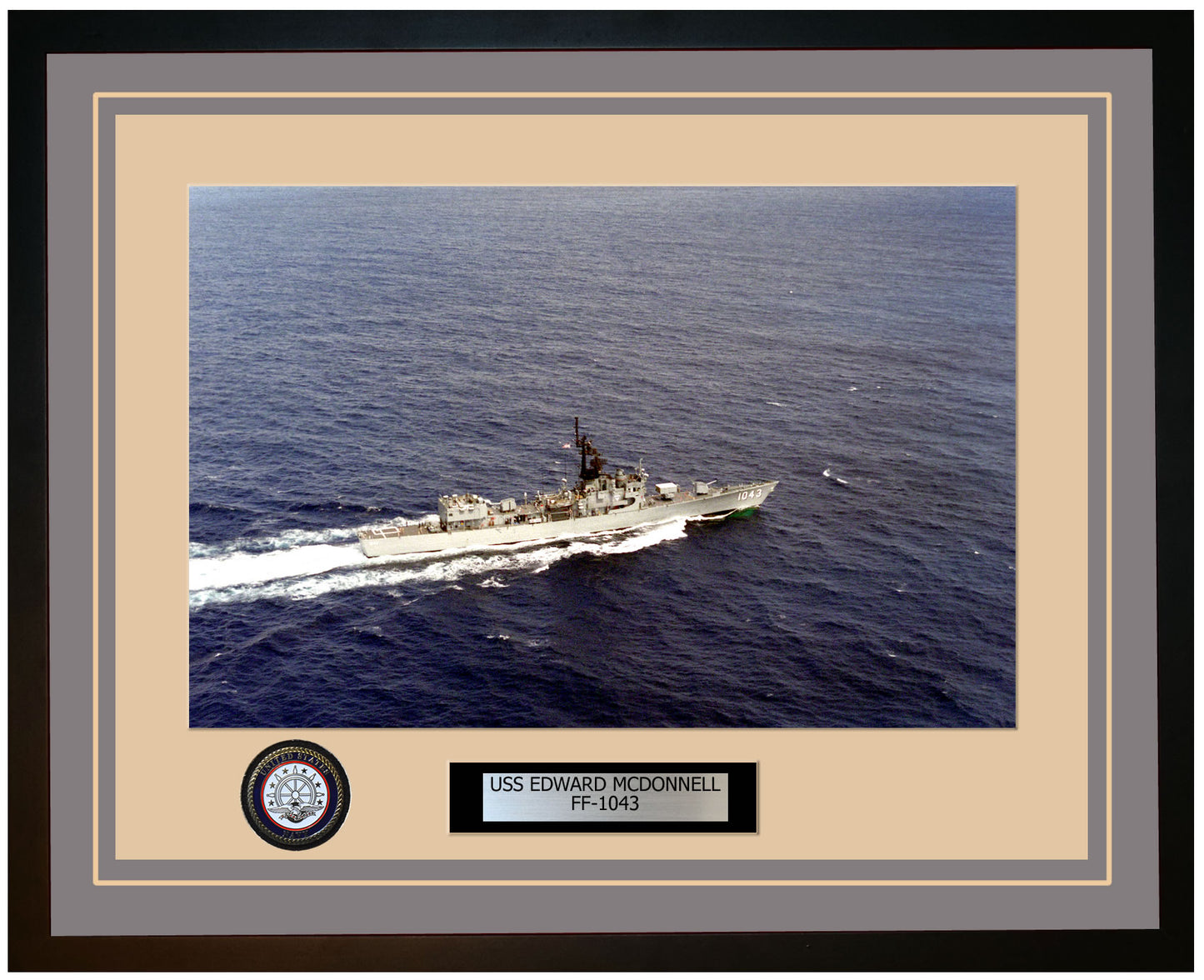 USS EDWARD MCDONNELL FF-1043 Framed Navy Ship Photo Grey