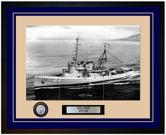 USS CREE ATF-84 Framed Navy Ship Photo Blue