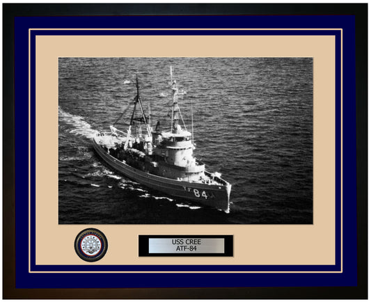 USS CREE ATF-84 Framed Navy Ship Photo Blue