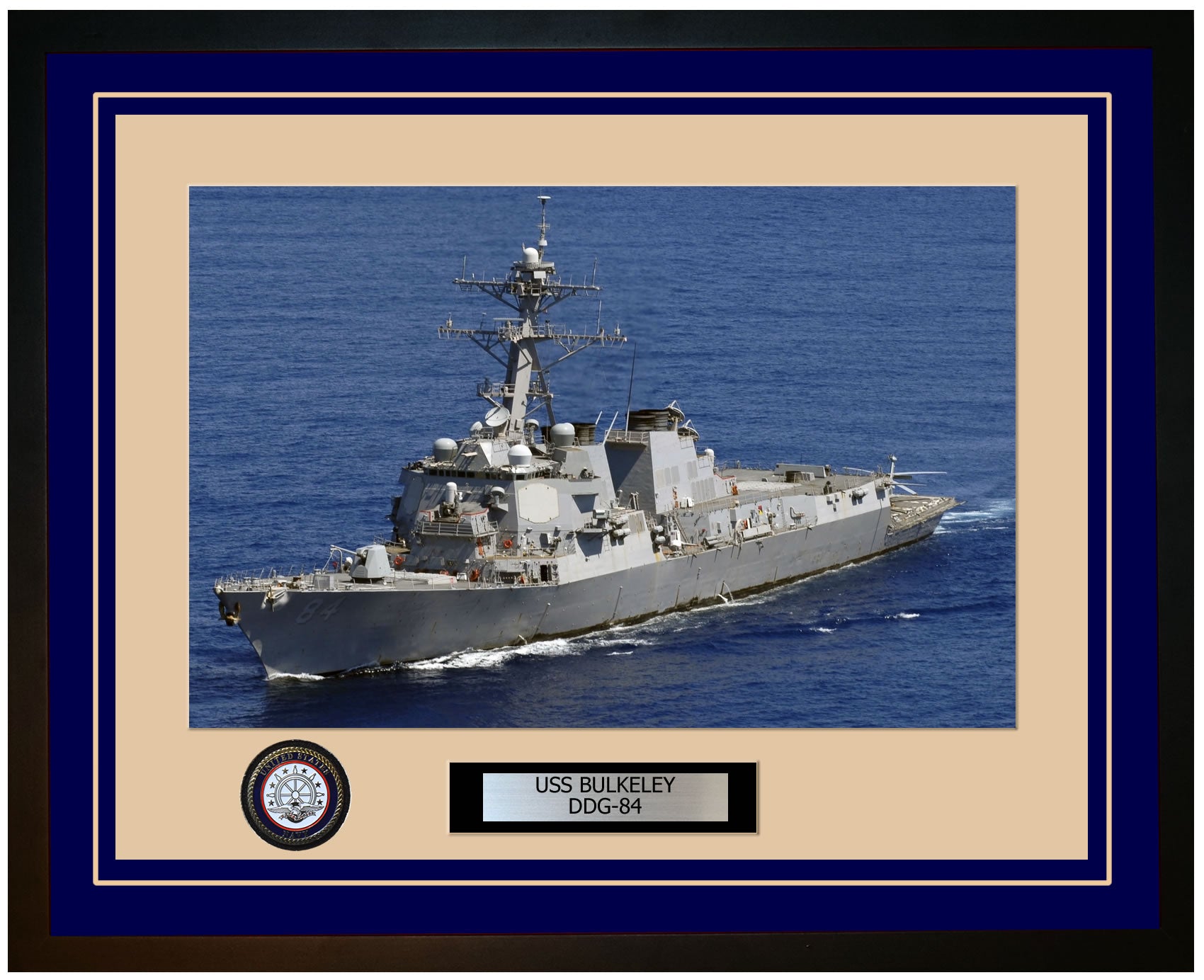 USS BULKELEY DDG-84 Framed Navy Ship Photo Blue