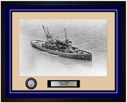 USS LIPAN ATF-85 Framed Navy Ship Photo Blue