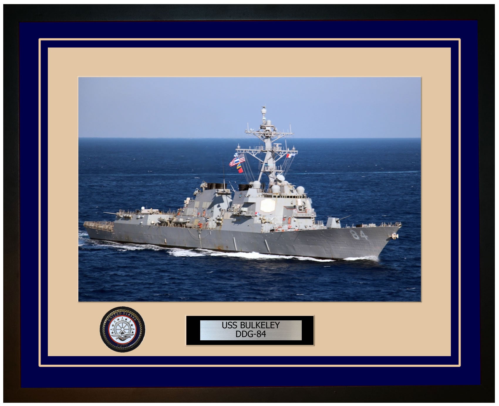 USS BULKELEY DDG-84 Framed Navy Ship Photo Blue