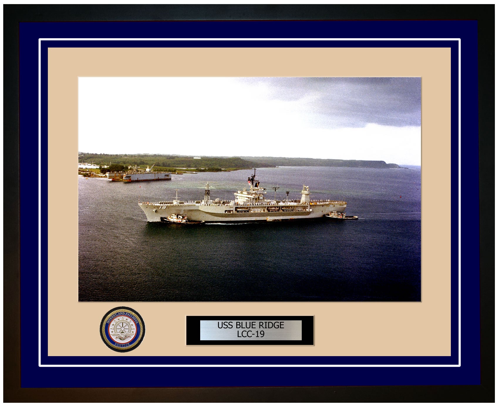 USS Blue Ridge LCC-19 Framed Navy Ship Photo Blue
