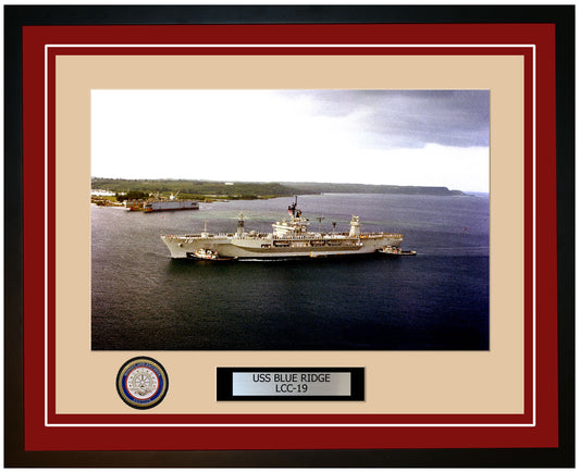 USS Blue Ridge LCC-19 Framed Navy Ship Photo Burgundy