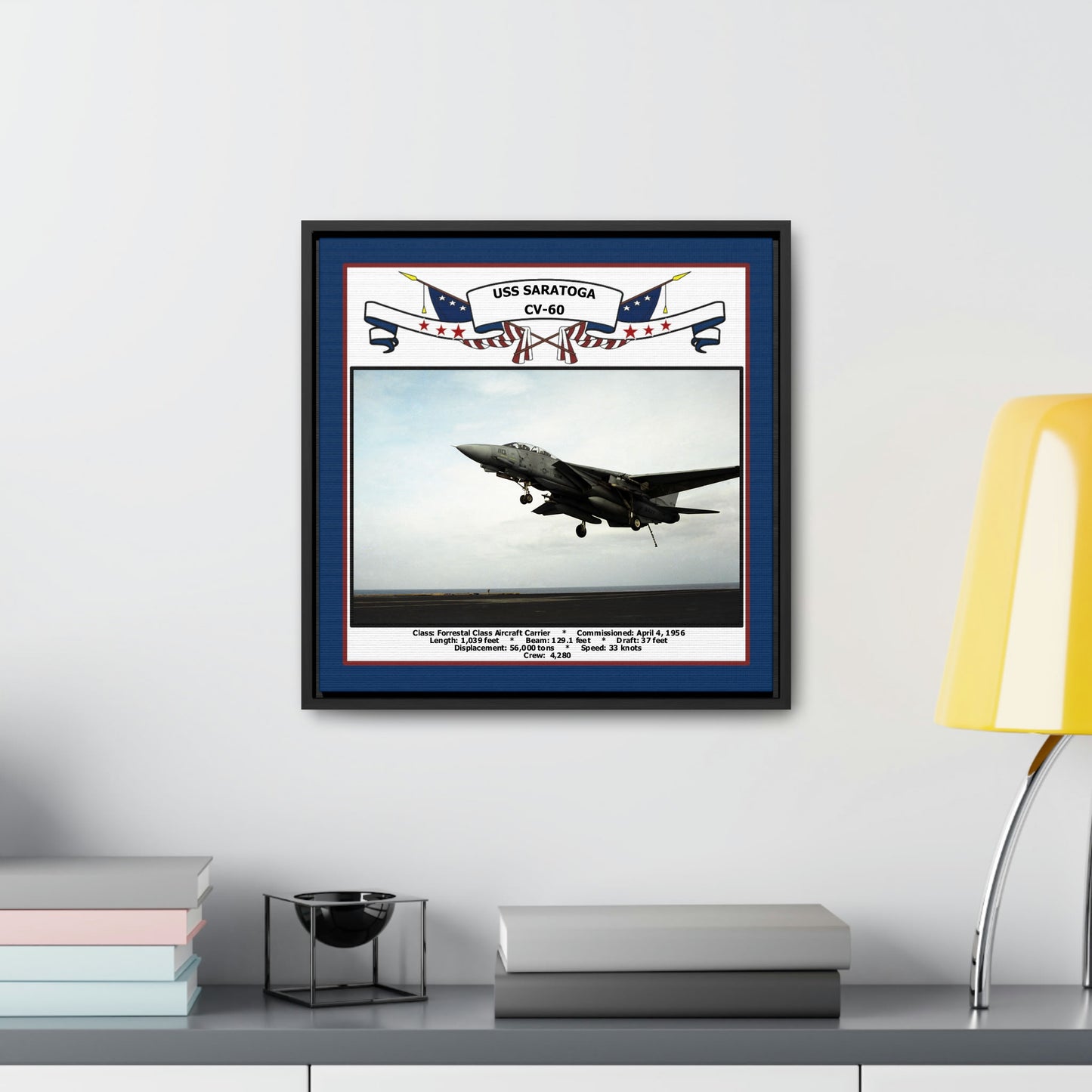 USS Saratoga CV-60 Navy Floating Frame Photo Desk View