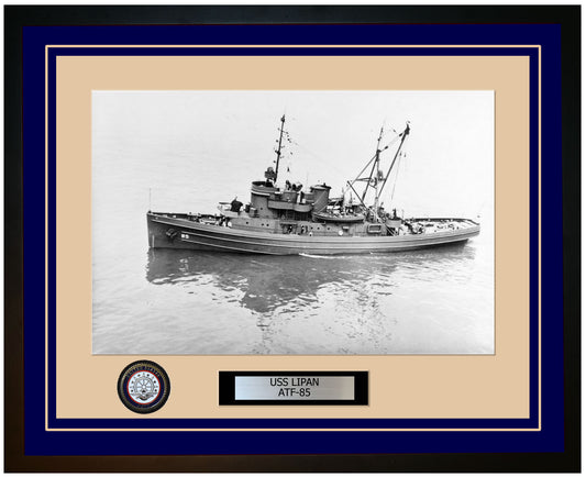 USS LIPAN ATF-85 Framed Navy Ship Photo Blue