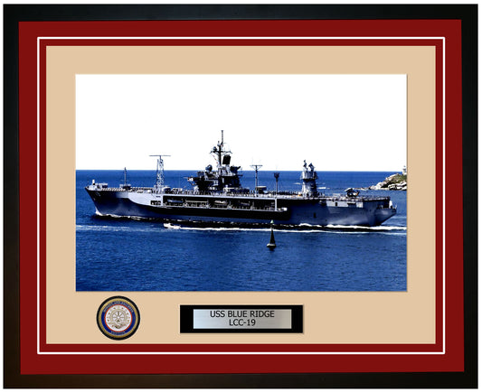 USS Blue Ridge LCC-19 Framed Navy Ship Photo Burgundy