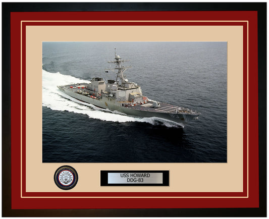 USS HOWARD DDG-83 Framed Navy Ship Photo Burgundy