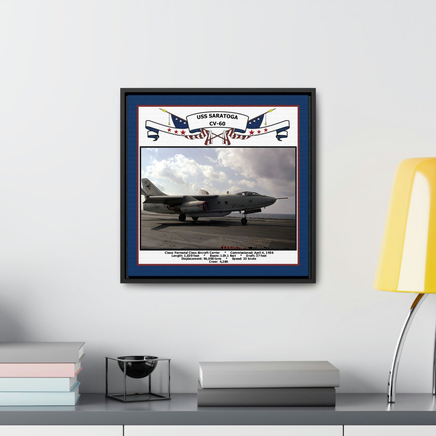 USS Saratoga CV-60 Navy Floating Frame Photo Desk View