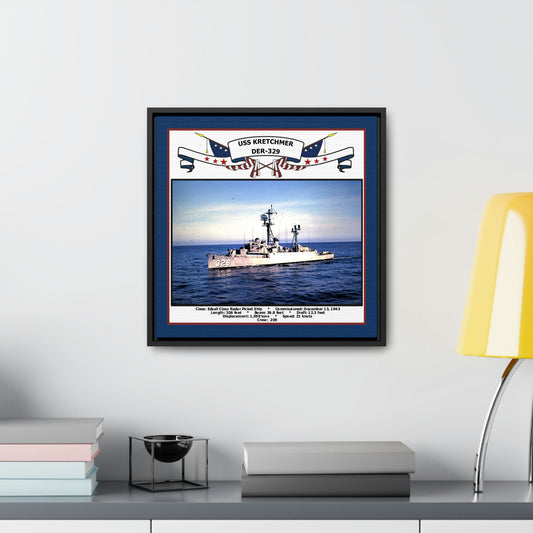 USS Kretchmer DER-329 Navy Floating Frame Photo Desk View