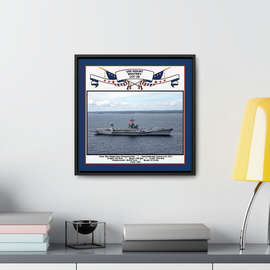USS Mount Whitney LCC-20 Navy Floating Frame Photo Desk View