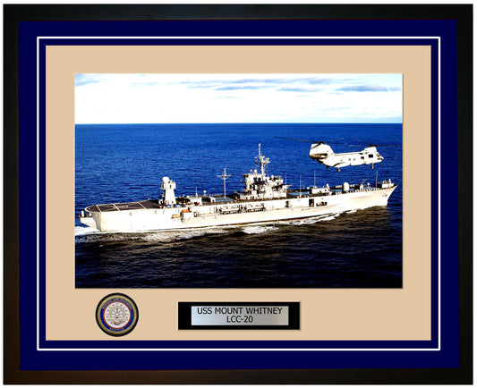 USS Mount Whitney LCC-20 Framed Navy Ship Photo Blue