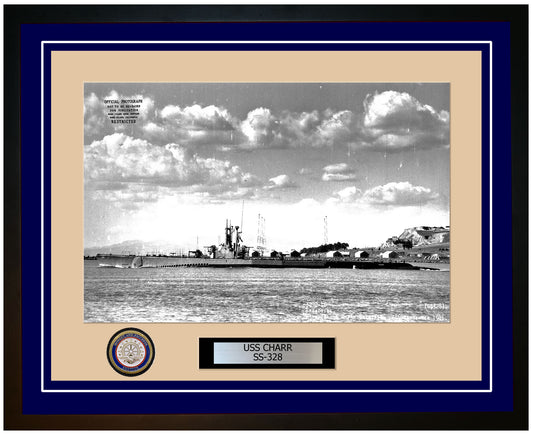 USS Charr SS-328 Framed Navy Ship Photo Blue