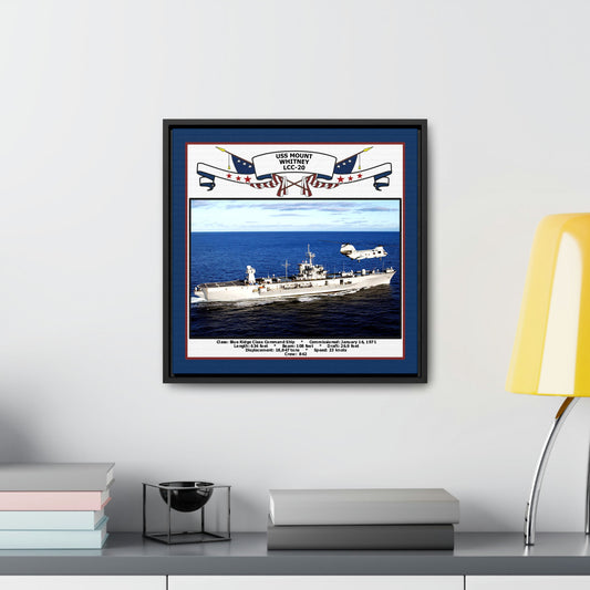 USS Mount Whitney LCC-20 Navy Floating Frame Photo Desk View