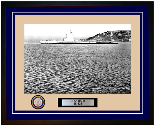 USS Charr SS-328 Framed Navy Ship Photo Blue