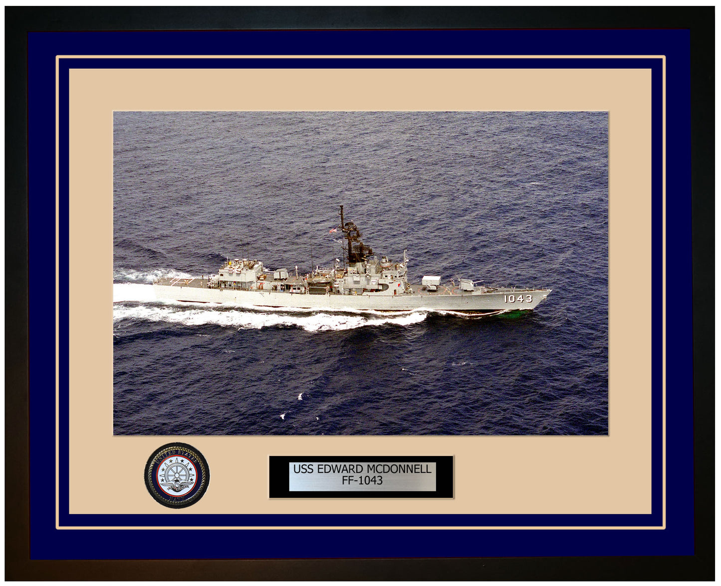 USS EDWARD MCDONNELL FF-1043 Framed Navy Ship Photo Blue