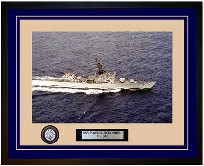 USS EDWARD MCDONNELL FF-1043 Framed Navy Ship Photo Blue