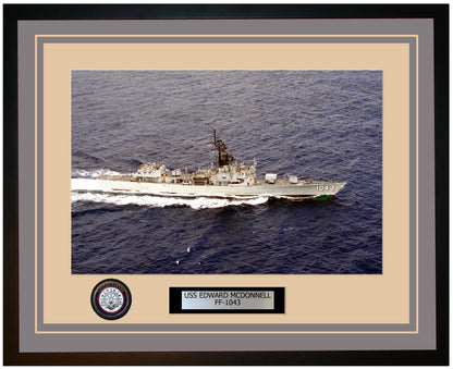 USS EDWARD MCDONNELL FF-1043 Framed Navy Ship Photo Grey