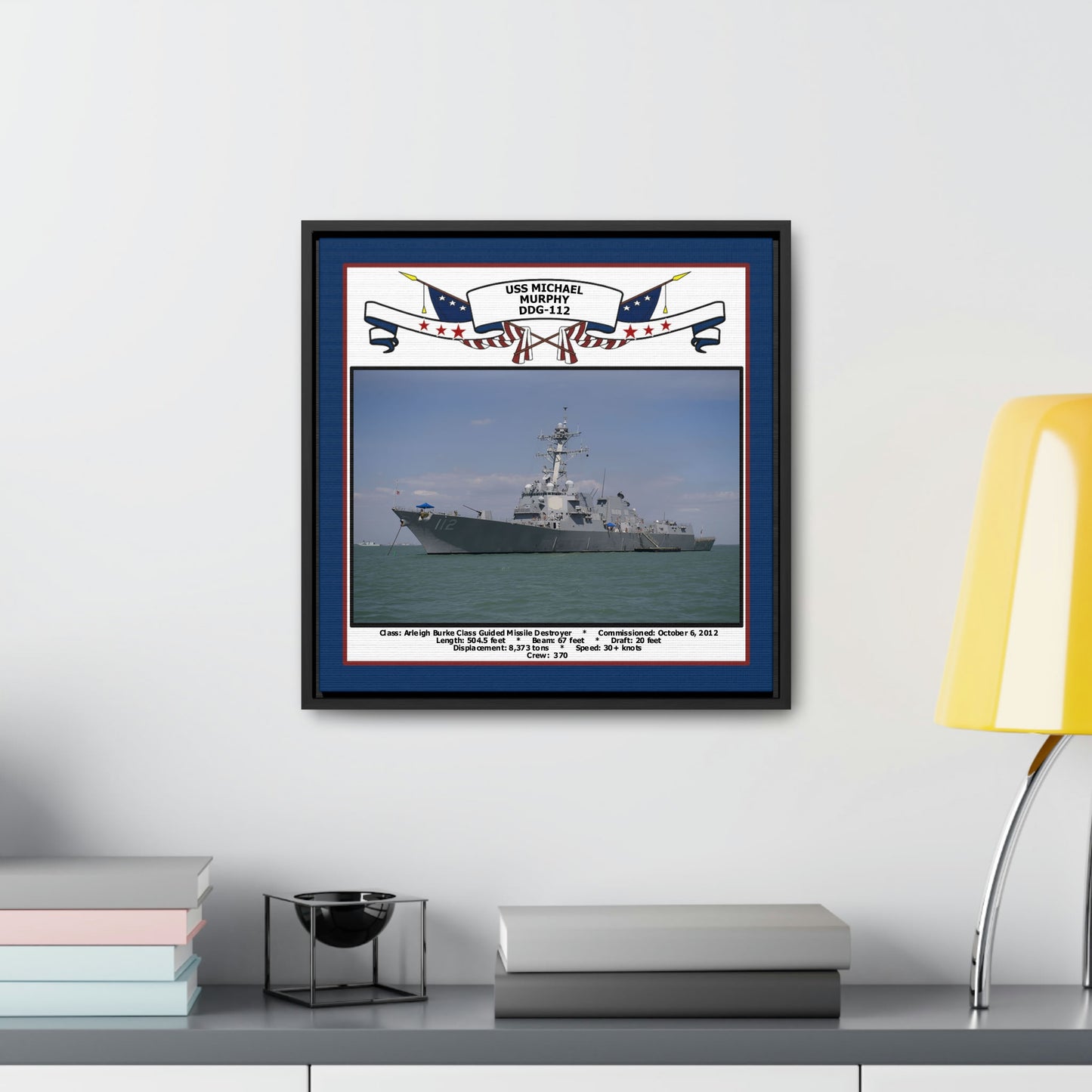 USS Michael Murphy DDG-112 Navy Floating Frame Photo Desk View