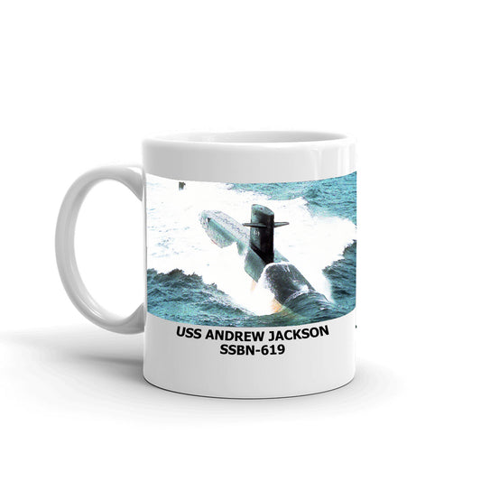 USS Andrew Jackson SSBN-619 Coffee Cup Mug Left Handle