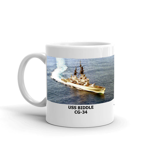USS Biddle CG-34 Coffee Cup Mug Left Handle