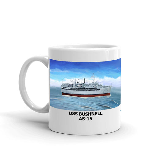 USS Bushnell AS-15 Coffee Cup Mug Left Handle