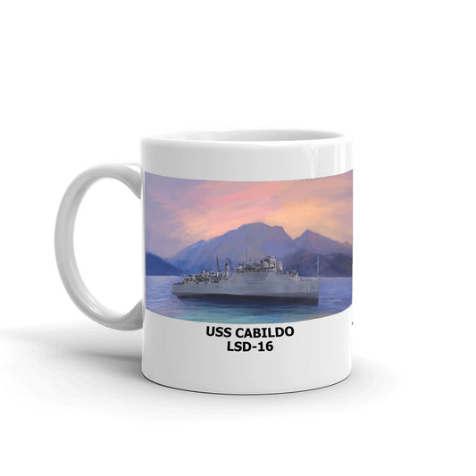 USS Cabildo LSD-16 Coffee Cup Mug Left Handle