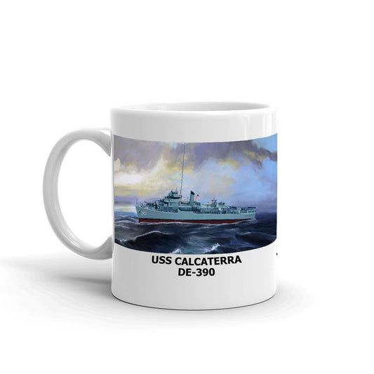 USS Calcaterra DE-390 Coffee Cup Mug Left Handle