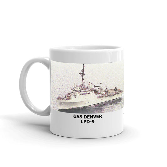 USS Denver LPD-9 Coffee Cup Mug Left Handle
