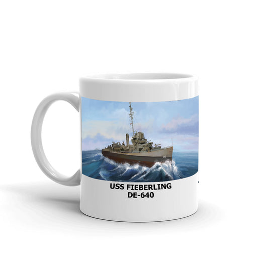 USS Fieberling DE-640 Coffee Cup Mug Left Handle