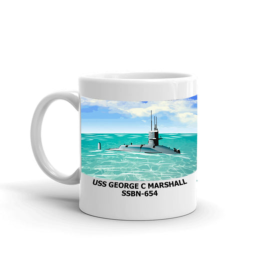 USS George C Marshall SSBN-654 Coffee Cup Mug Left Handle
