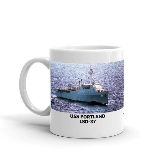 USS Portland LSD-37 Coffee Cup Mug Left Handle