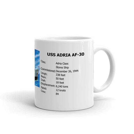 USS Adria AF-30 Coffee Cup Mug Right Handle