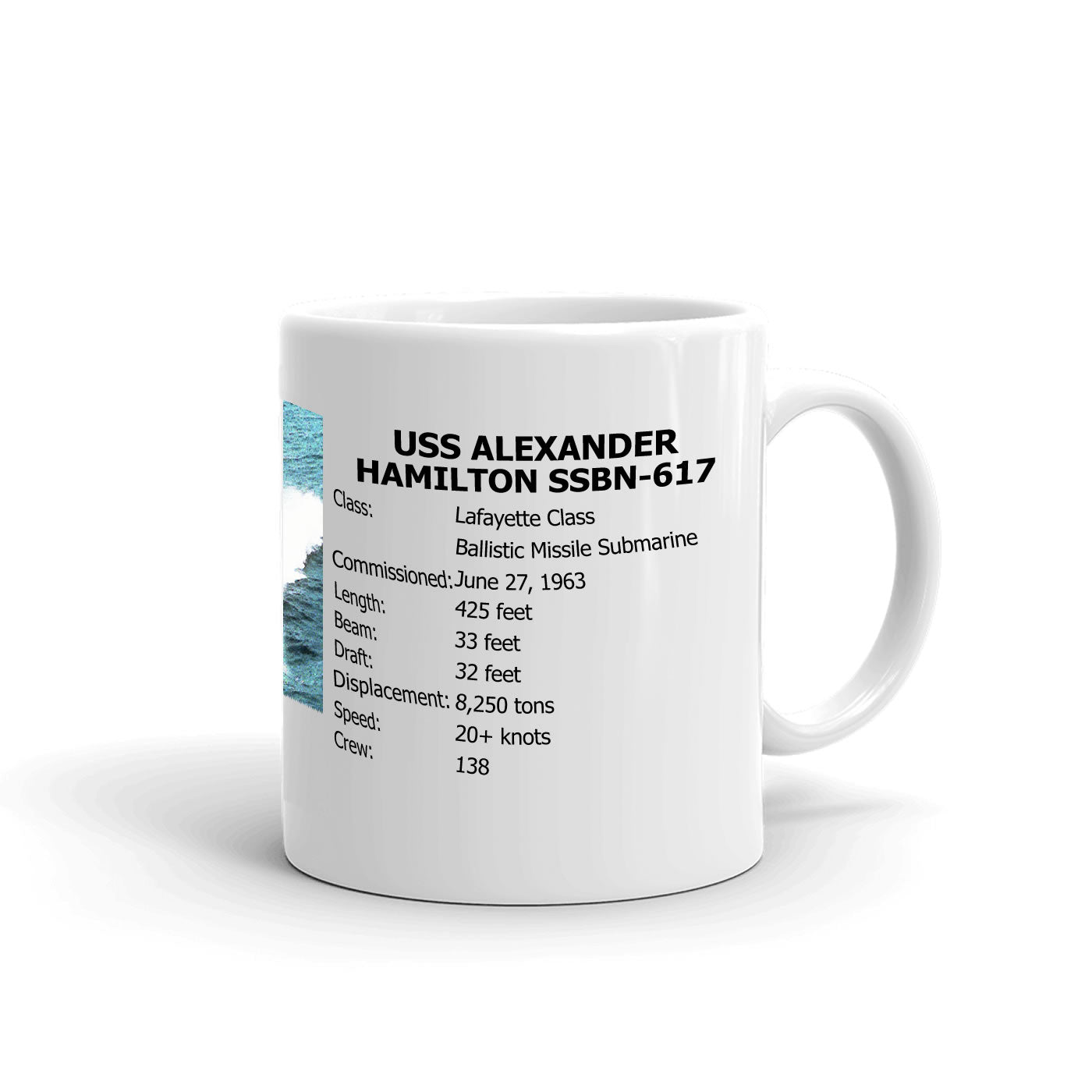 USS Alexander Hamilton SSBN-617 Coffee Cup Mug Right Handle