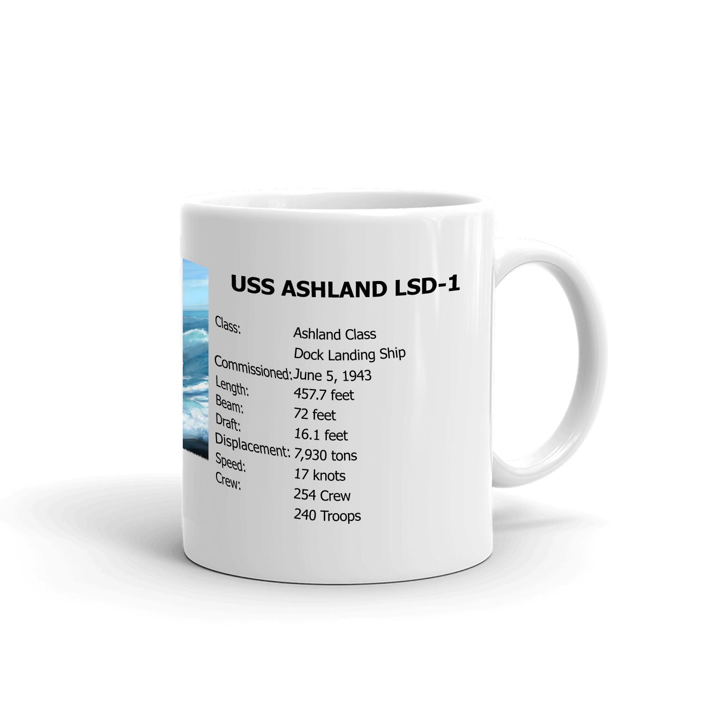 USS Ashland LSD-1 Coffee Cup Mug Right Handle