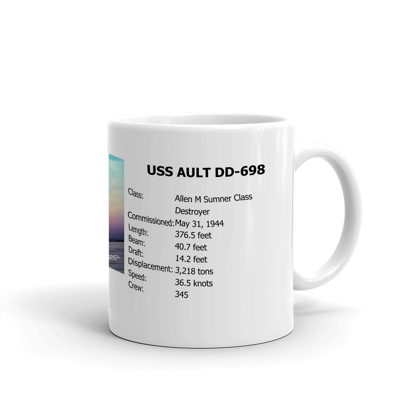 USS Ault DD-698 Coffee Cup Mug Right Handle