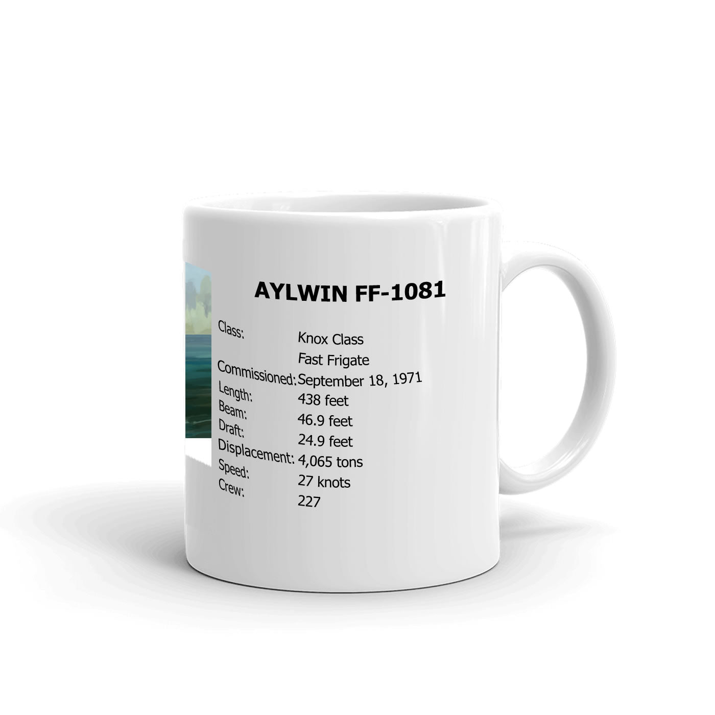USS Aylwin FF-1081 Coffee Cup Mug Right Handle