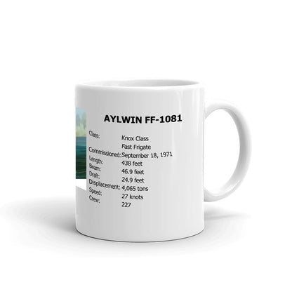 USS Aylwin FF-1081 Coffee Cup Mug Right Handle