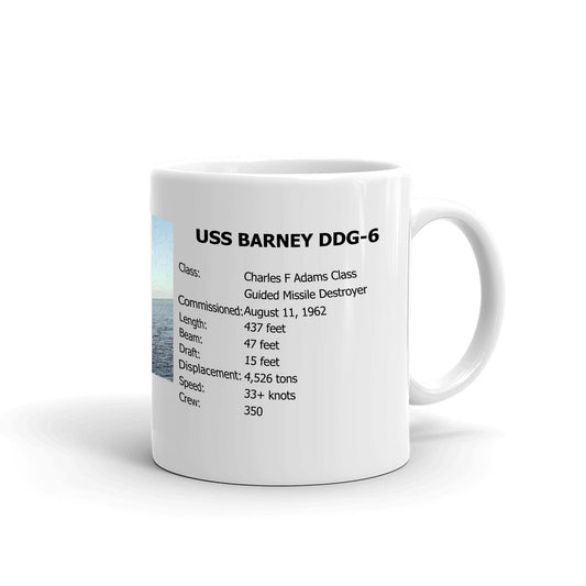 USS Barney DDG-6 Coffee Cup Mug Right Handle