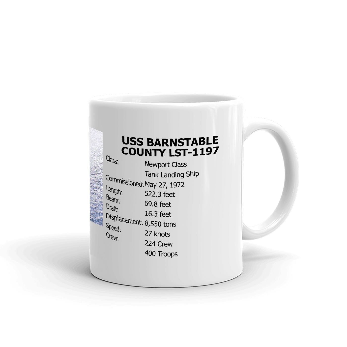 USS Barnstable County LST-1197 Coffee Cup Mug Right Handle