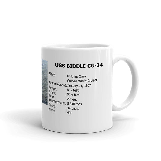 USS Biddle CG-34 Coffee Cup Mug Right Handle