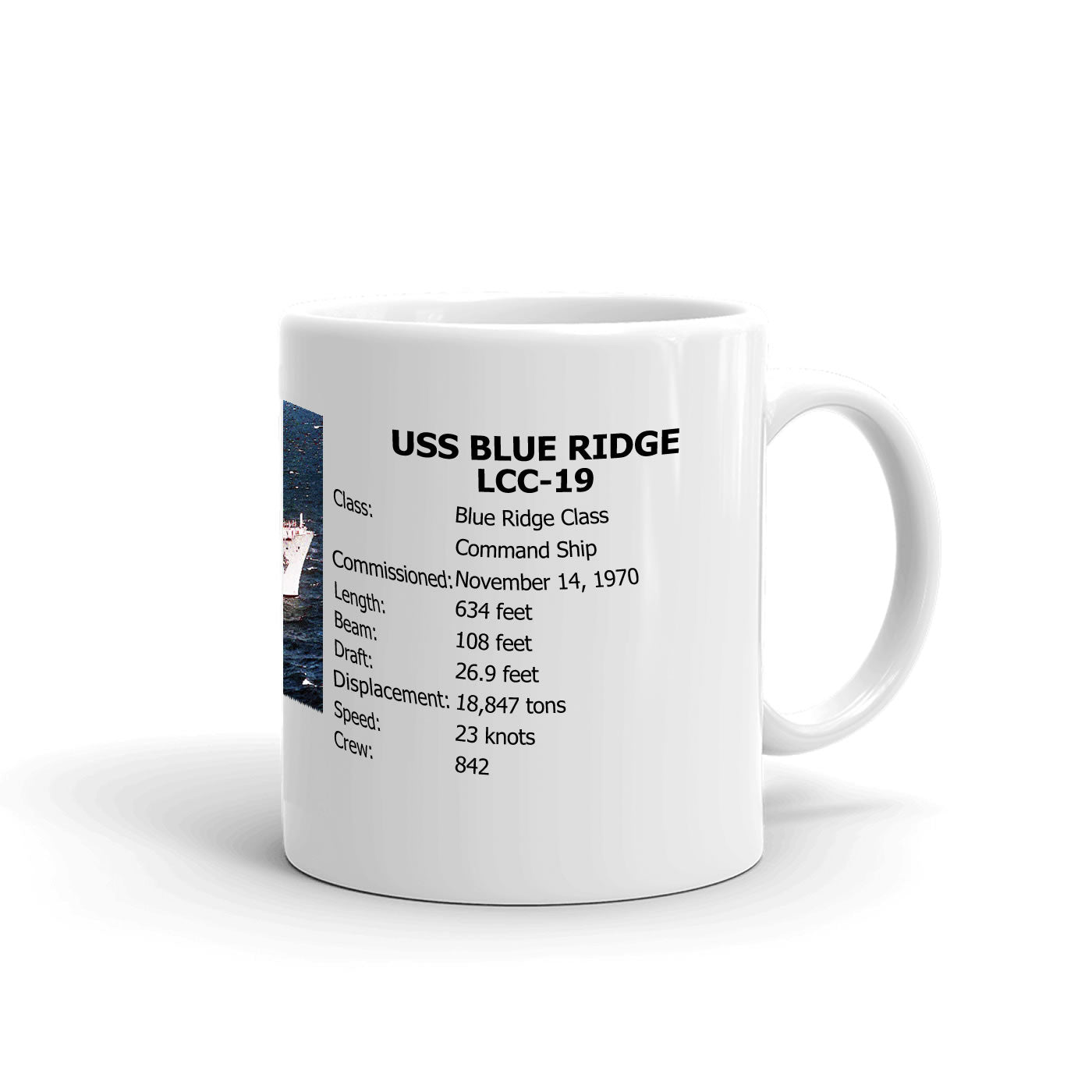 USS Blue Ridge LCC-19 Coffee Cup Mug Right Handle